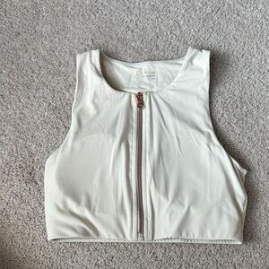 Elegant Cream Zip-Front Tank Top